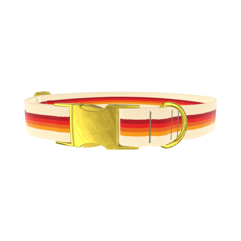 Retro Hexagon Stripe Dog Collar - metal rose gold