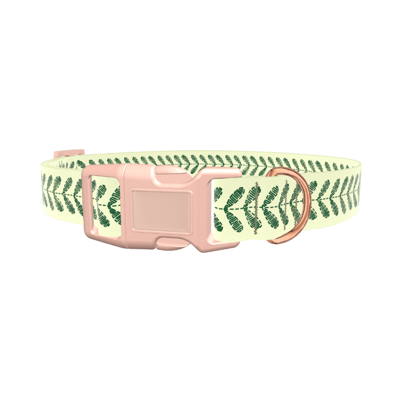 Geometric Leaf Dog Collar - plastic gold