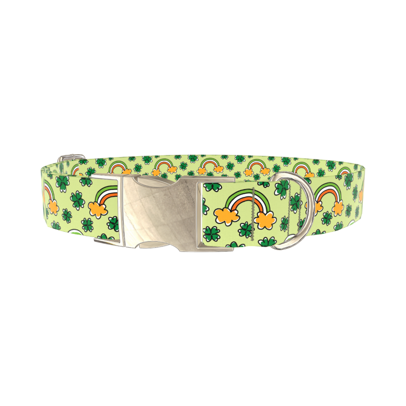 Leprechaun Rainbow Dog Collar - metal gold