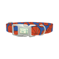 Blue Basketball Pattern Dog Collar - plastic silver