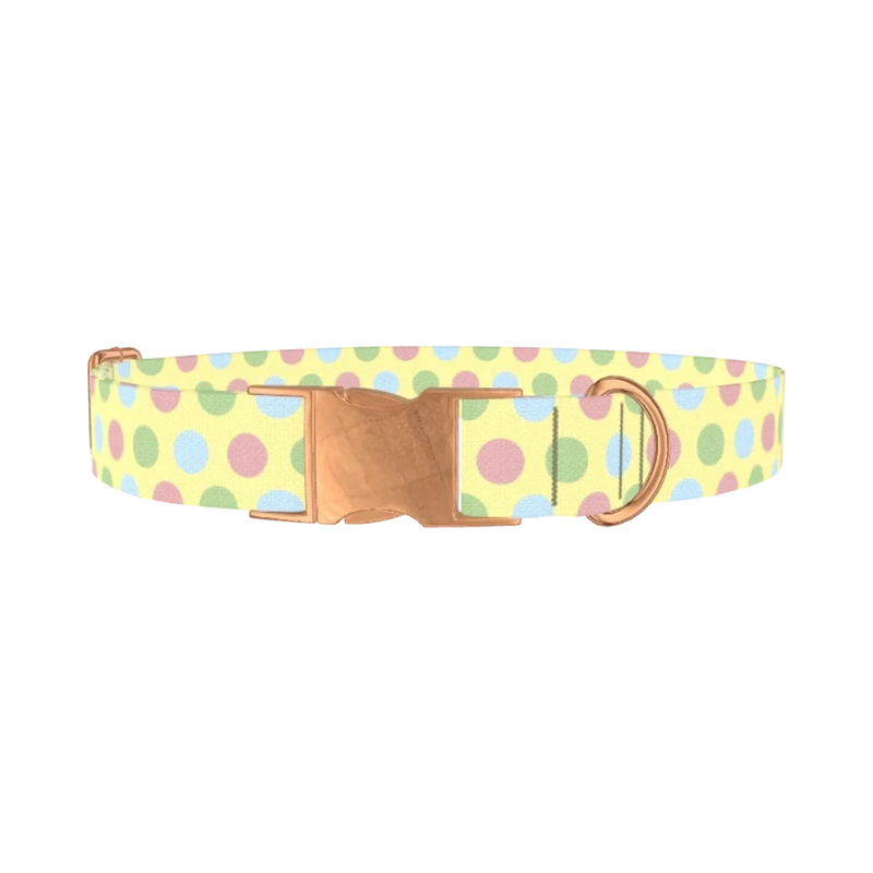Pastel Polka Dot Pattern Dog Collar - metal rose gold