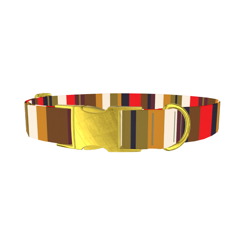 Vintage Stripes Dog Collar - metal gold