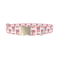 Pink Teddy Floral Dog Collar - metal silver