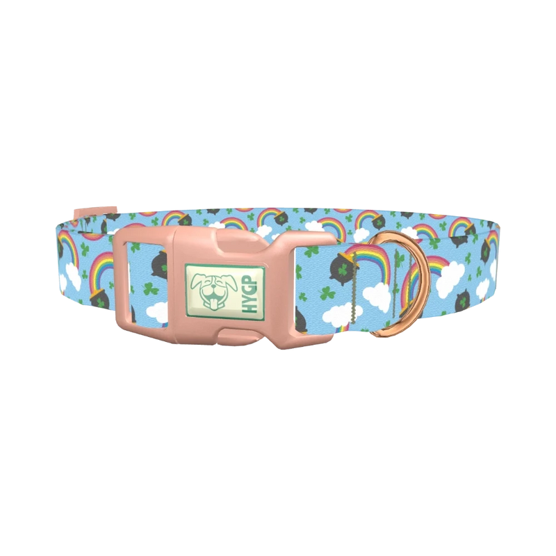 St. Patrick's Rainbow Dog Collar - plastic rose gold
