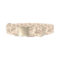Beige Croissant Leaf Dog Collar - metal silver