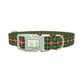 Green White Plaid Dog Collar - plastic silver