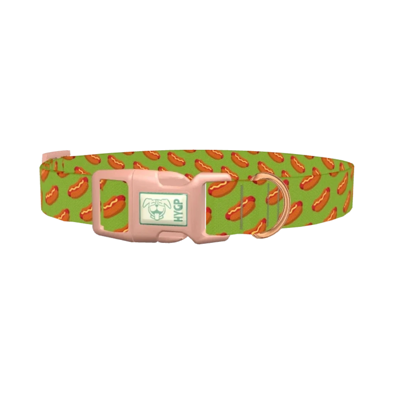 Hot Dog Pattern Dog Collar - plastic rose gold
