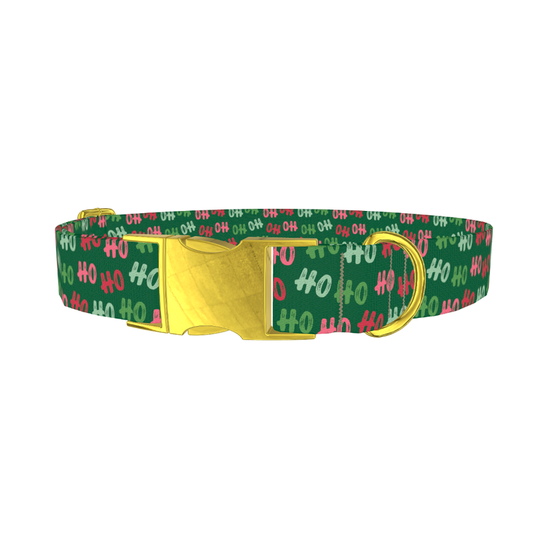 Christmas HoHo Dog Collar - metal gold