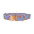 Blue Hotdog Print Dog Collar - metal rose gold