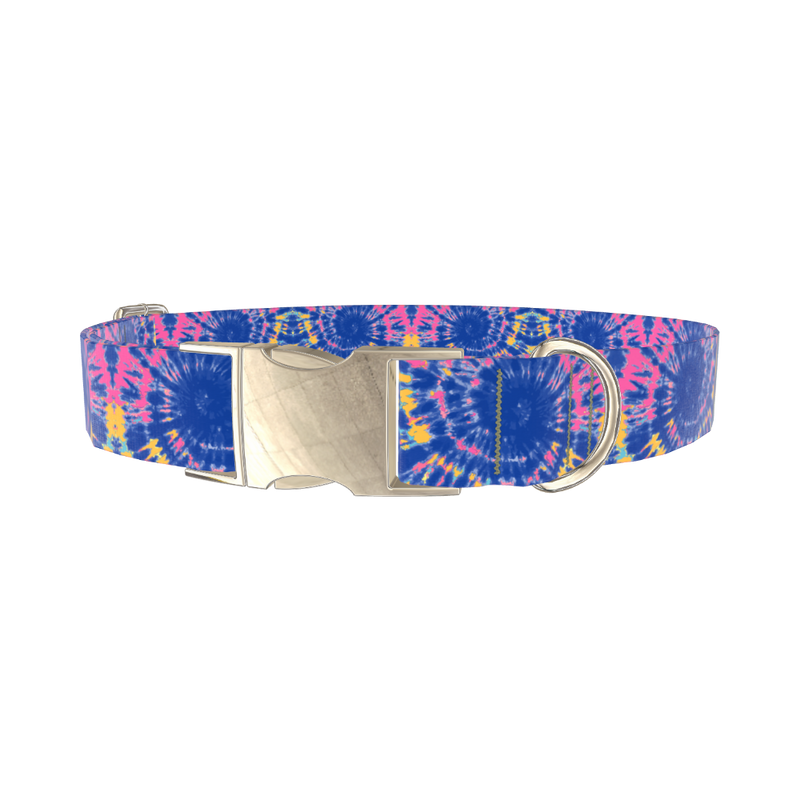 Tie-Dye Spiral Dog Collar - metal gold