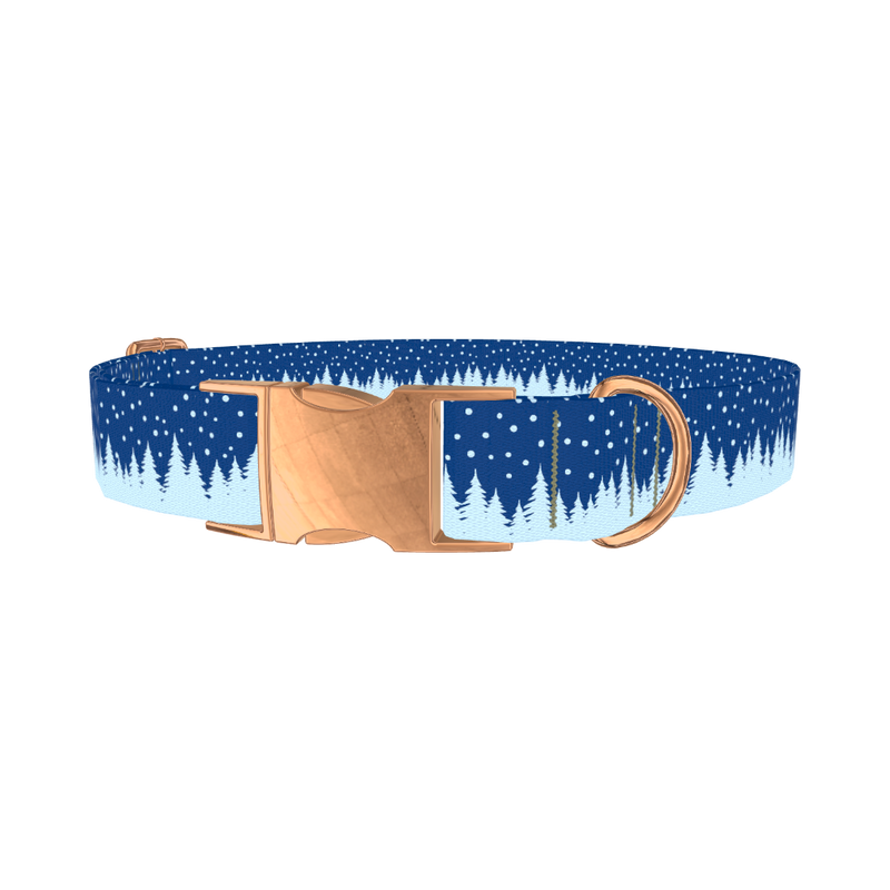 Christmas Forest Dog Collar - metal rose gold
