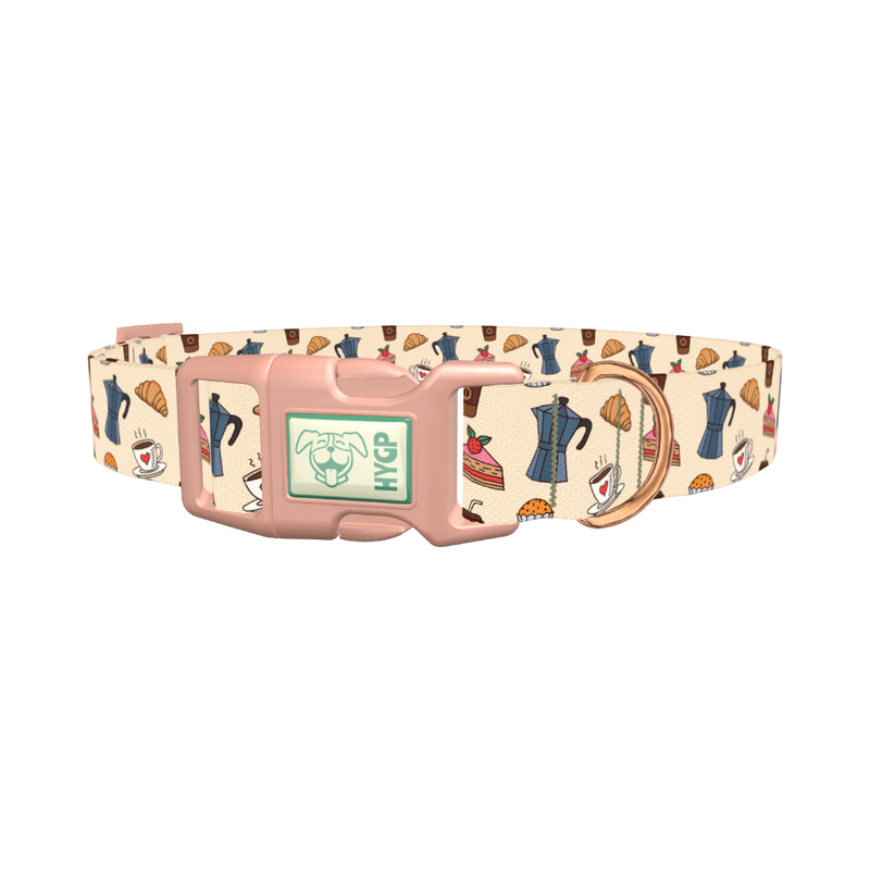 Coffee and Pastry Dog Collar - plastic rose gold