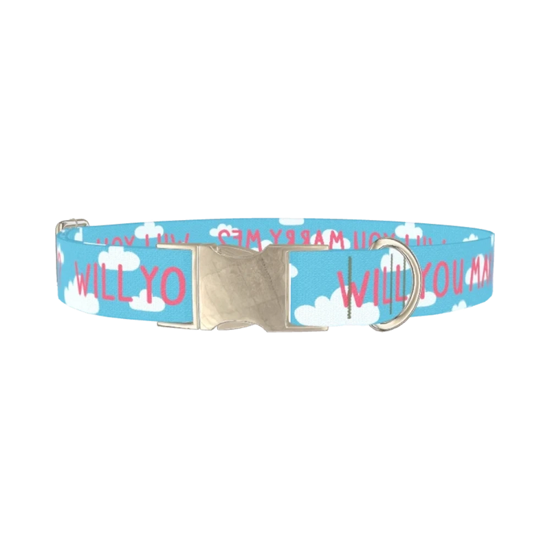 Cloud Phrase Dog Collar - metal silver