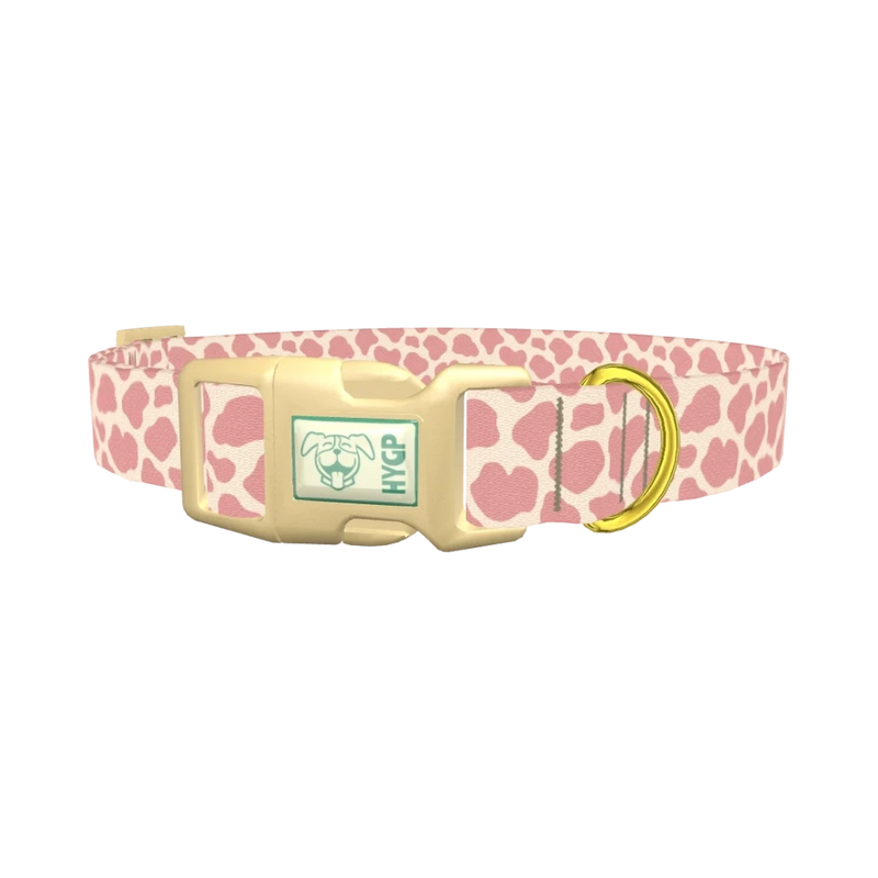 Pink Giraffe Print Dog Collar - plastic gold