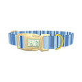 Blue Hexagonal Stripe Dog Collar - plastic gold
