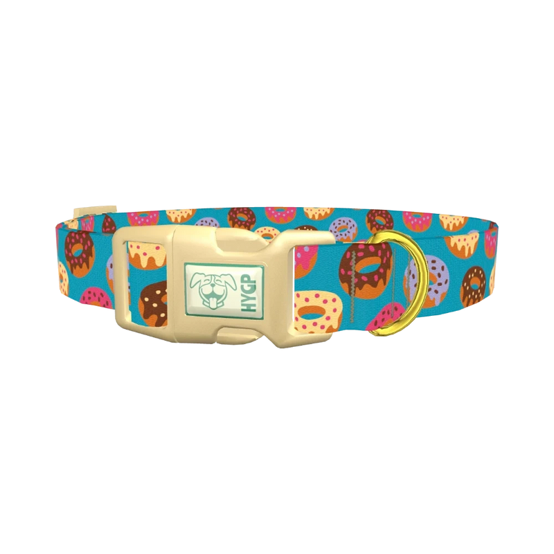 Donut Pattern Dog Collar - plastic gold