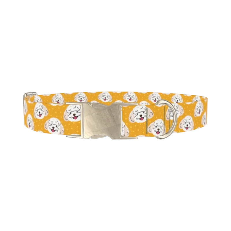 Toy Poodle Pattern Dog Collar - metal silver