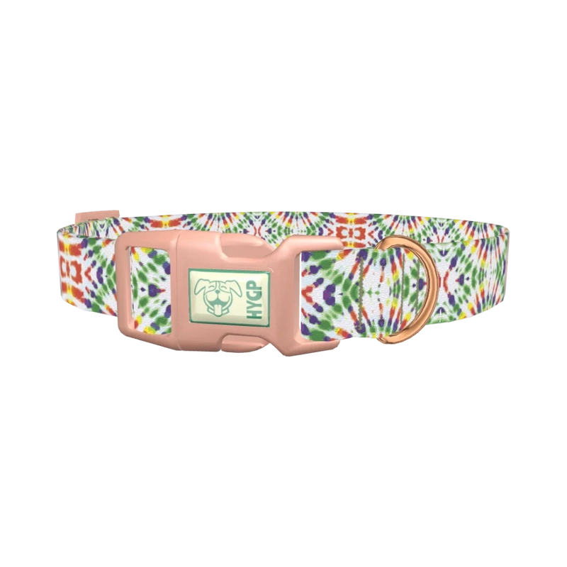 Tie Dye Pattern Dog Collar - plastic rose gold