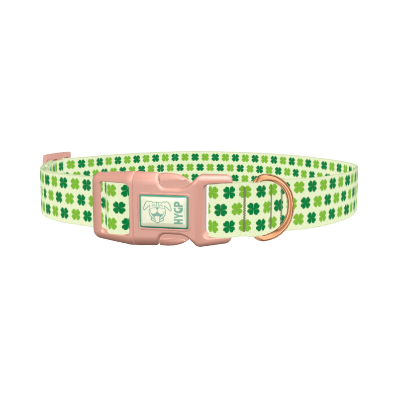 Four Leaf Clover Dog Collar - plastic rose gold