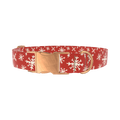 Red Snowflake Dog Collar - metal rose gold