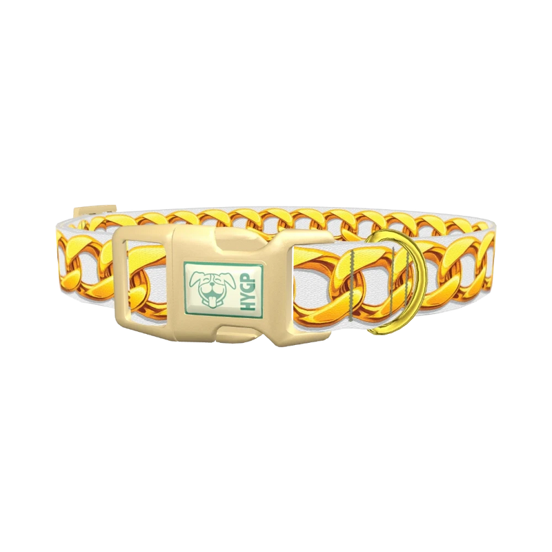 Chain Link Pattern Dog Collar - plastic gold