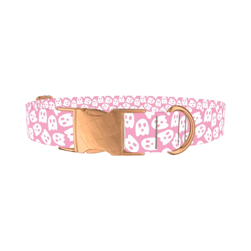 Ghost Halloween Dog Collar - metal rose gold