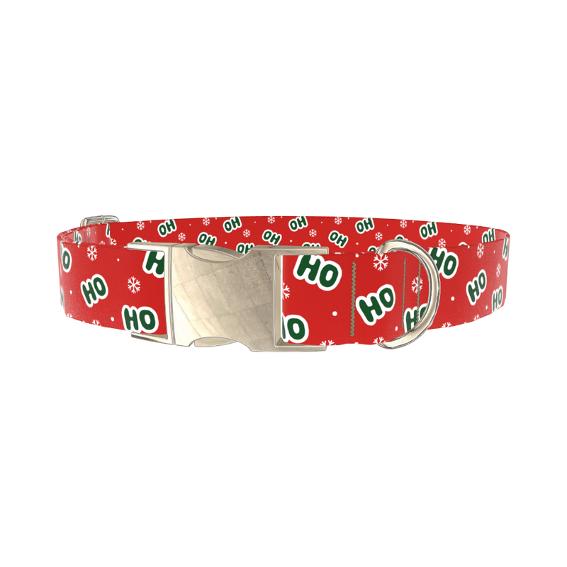 Ho Ho Snowflake Dog Collar - metal silver