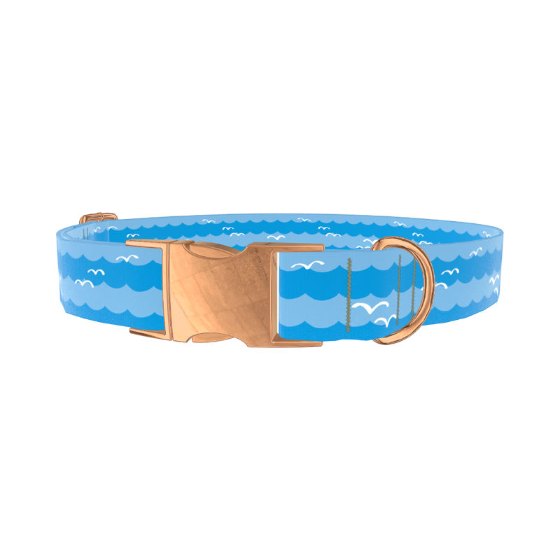 Seagull Ocean Dog Collar - metal silver