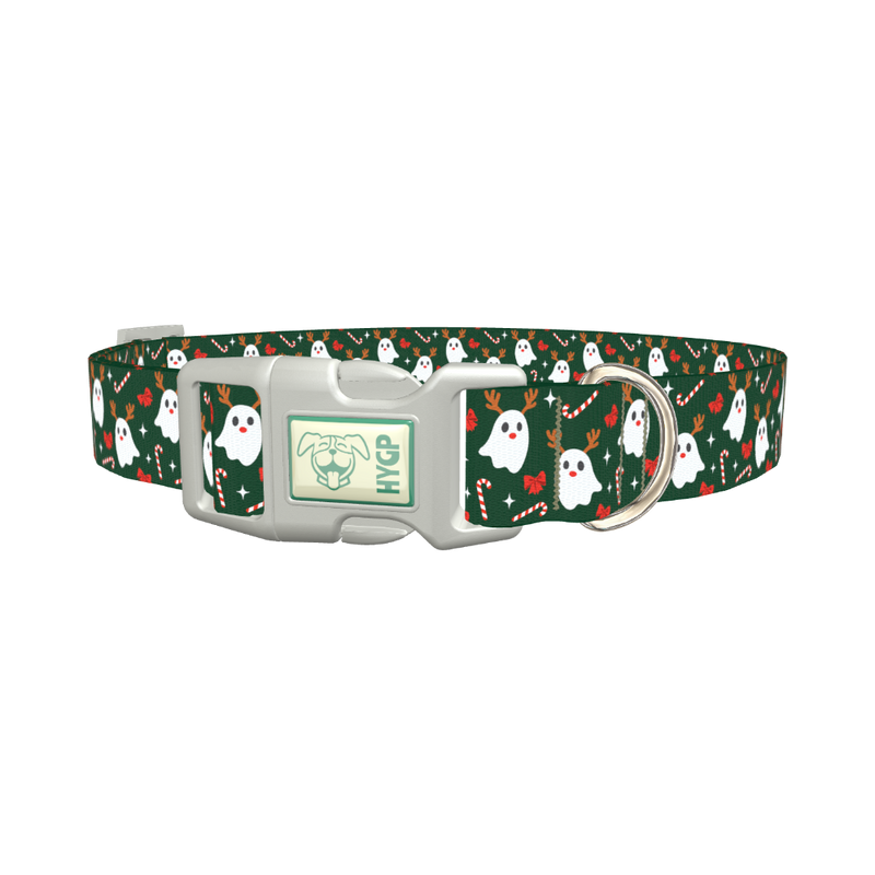 Christmas Ghost Deer Dog Collar - plastic silver