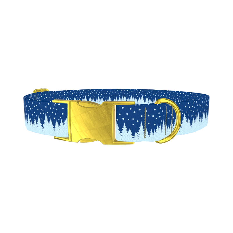 Christmas Forest Dog Collar - metal gold