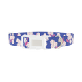 Blue Hydrangea Pattern Dog Collar - plastic silver