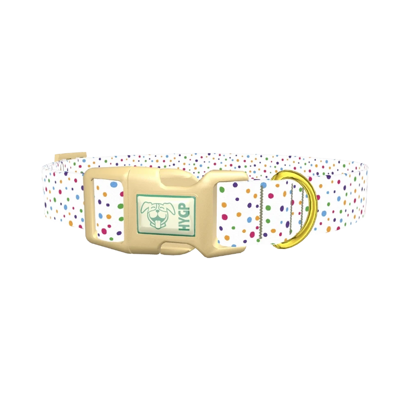 Colorful Polka Dot Dog Collar - plastic gold