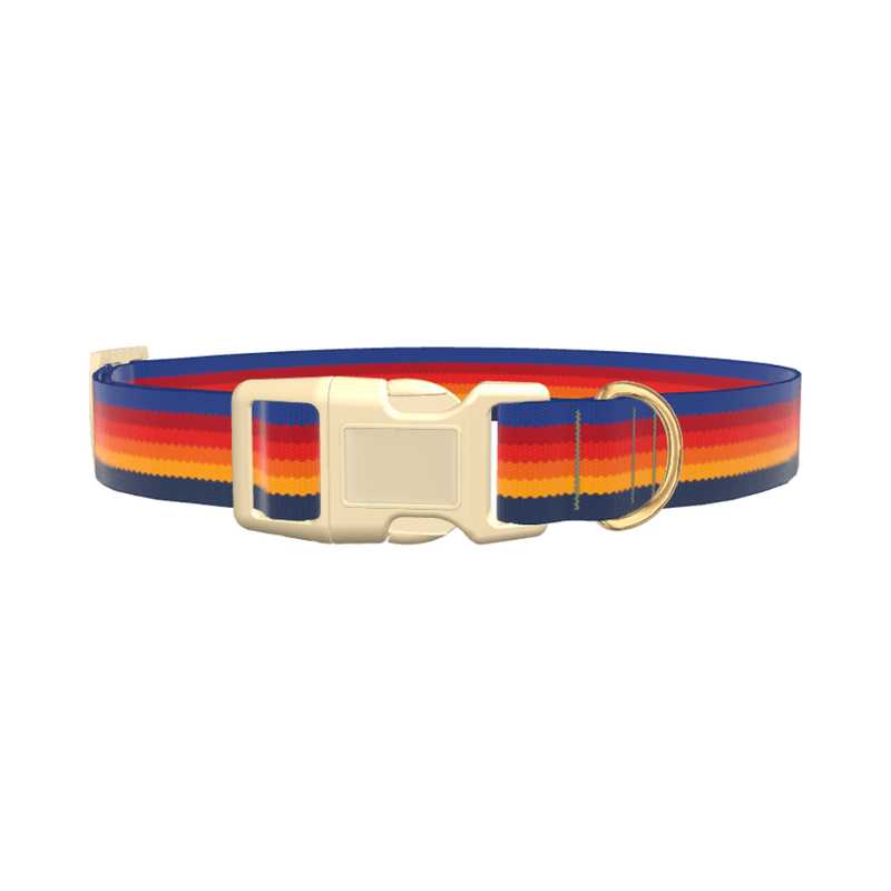 Geometric Stripes Dog Collar - plastic silver