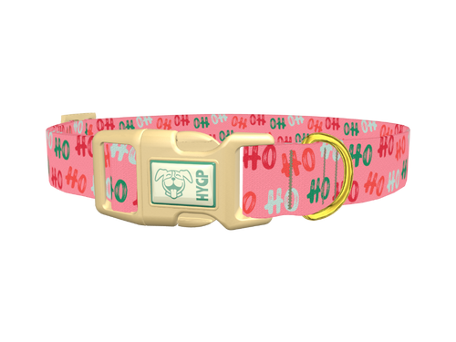 Christmas Ho Ho Pink Dog Collar