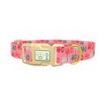 Christmas Ho Ho Pink Dog Collar - plastic gold