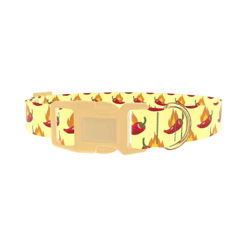 Spicy Pepper Flame Dog Collar - plastic gold