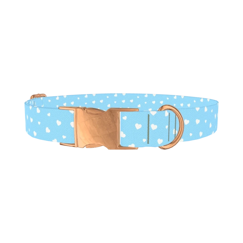White Heart Pattern Dog Collar - metal rose gold