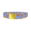 Blue Hotdog Print Dog Collar - metal gold