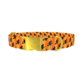 Halloween Witch Stripes Dog Collar - metal gold