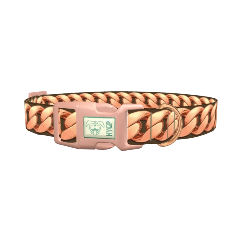 Rose Gold Chain Pattern Dog Collar - plastic rose gold