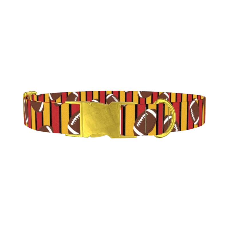 Football Stripe Dog Collar - metal gold