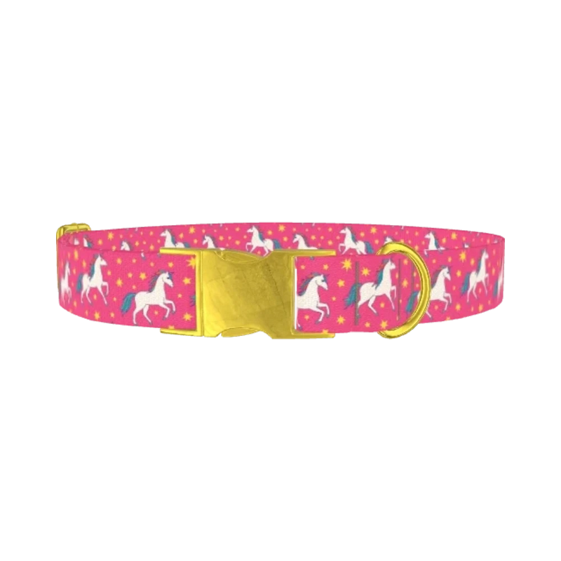 Unicorn Star Dog Collar - metal gold