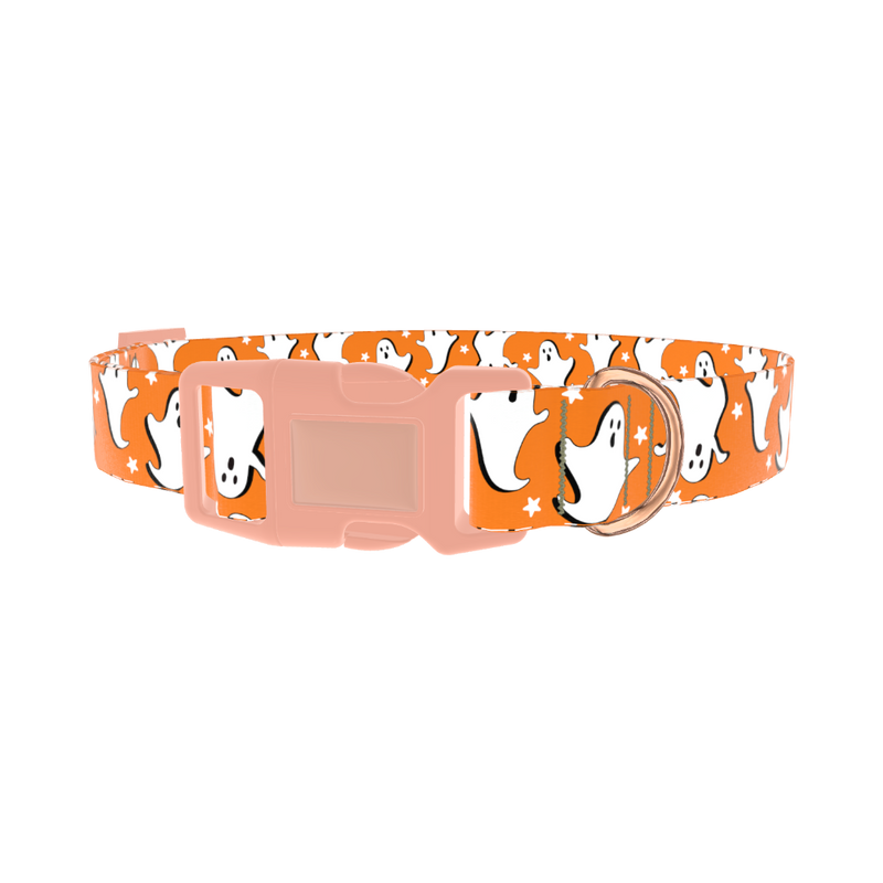 Halloween Ghost Stars Dog Collar - plastic rose gold
