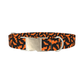 Orange Halloween Bat Pattern Dog Collar - metal silver