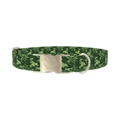 Green Forest Camo Dog Collar - metal silver