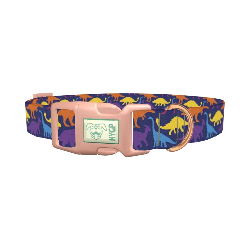 Dinosaur Pattern Dog Collar - plastic rose gold