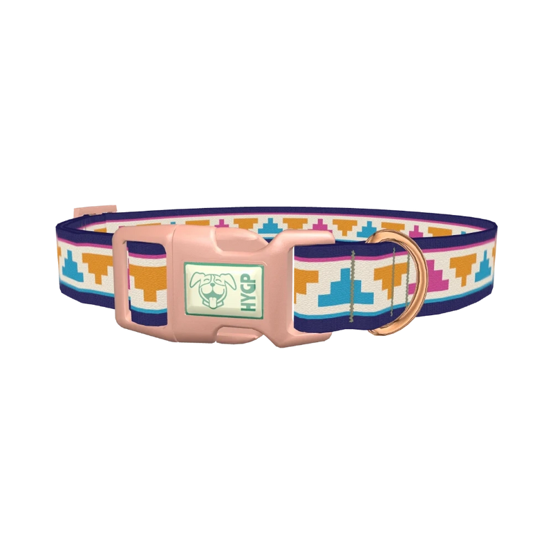 Colorful Tribal Pyramid Dog Collar - plastic rose gold