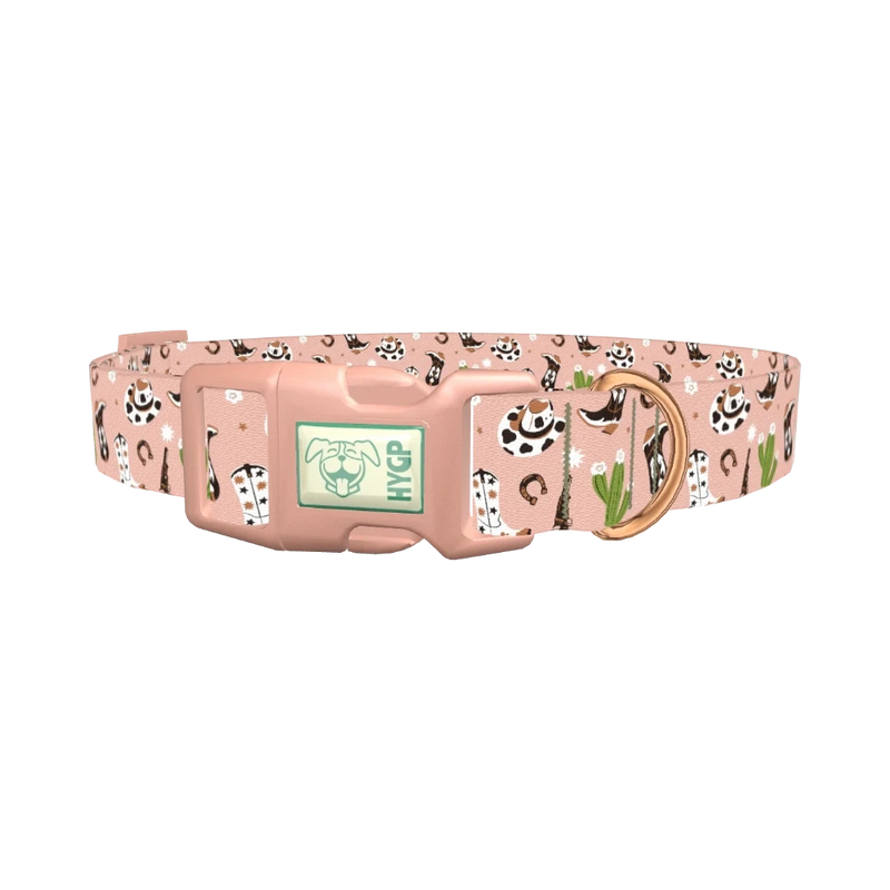 Western Boots and Hats Dog Collar - plastic rose gold