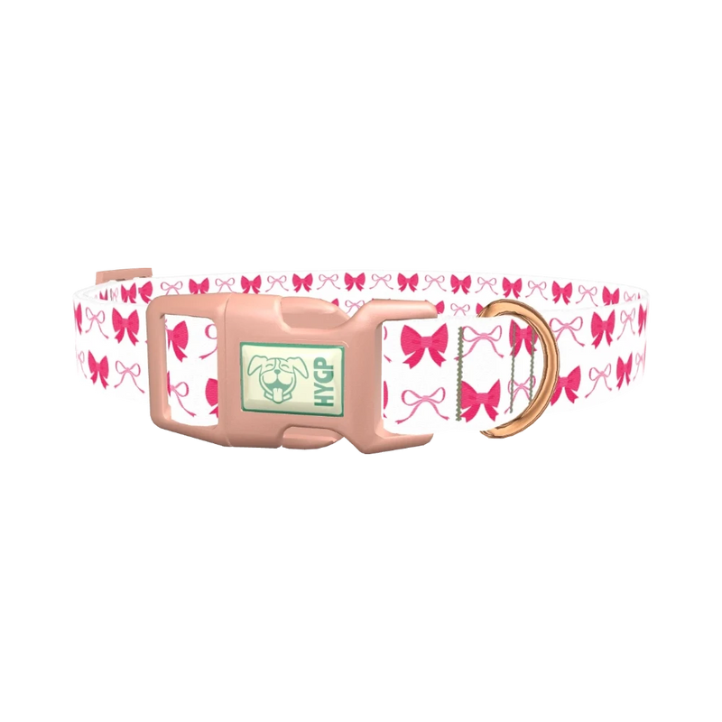 Pink Ribbon Dog Collar - plastic rose gold
