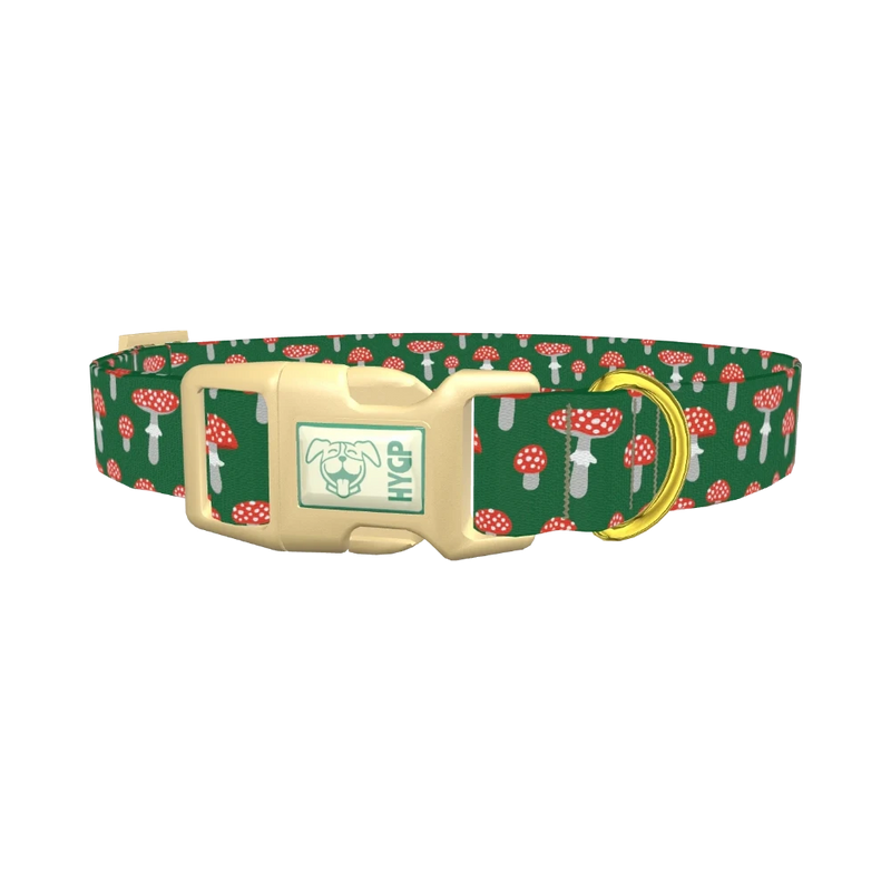 Mushroom Pattern Dog Collar - plastic gold